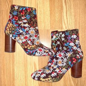 ASOS Emilia Jacquard Floral Embroidered Booties